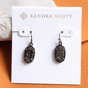 Kendra Scott Lee Black Drusy Earrings Gunmetal